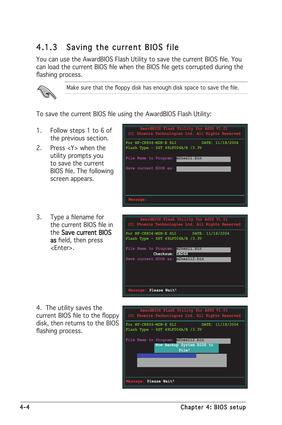 3 saving the current bios file | Asus M2N-E SLI User Manual | Page 62 / 140