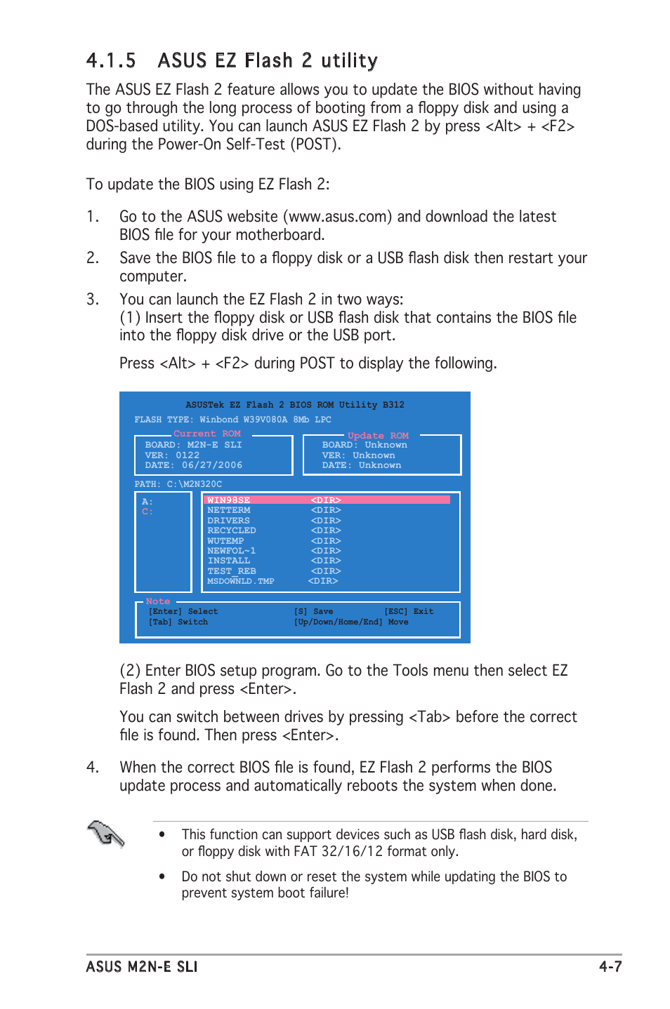 5 asus ez flash 2 utility | Asus M2N-E SLI User Manual | Page 65 / 140