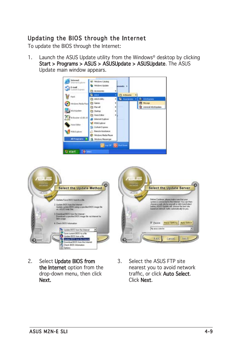 Updating the bios through the internet | Asus M2N-E SLI User Manual | Page 67 / 140