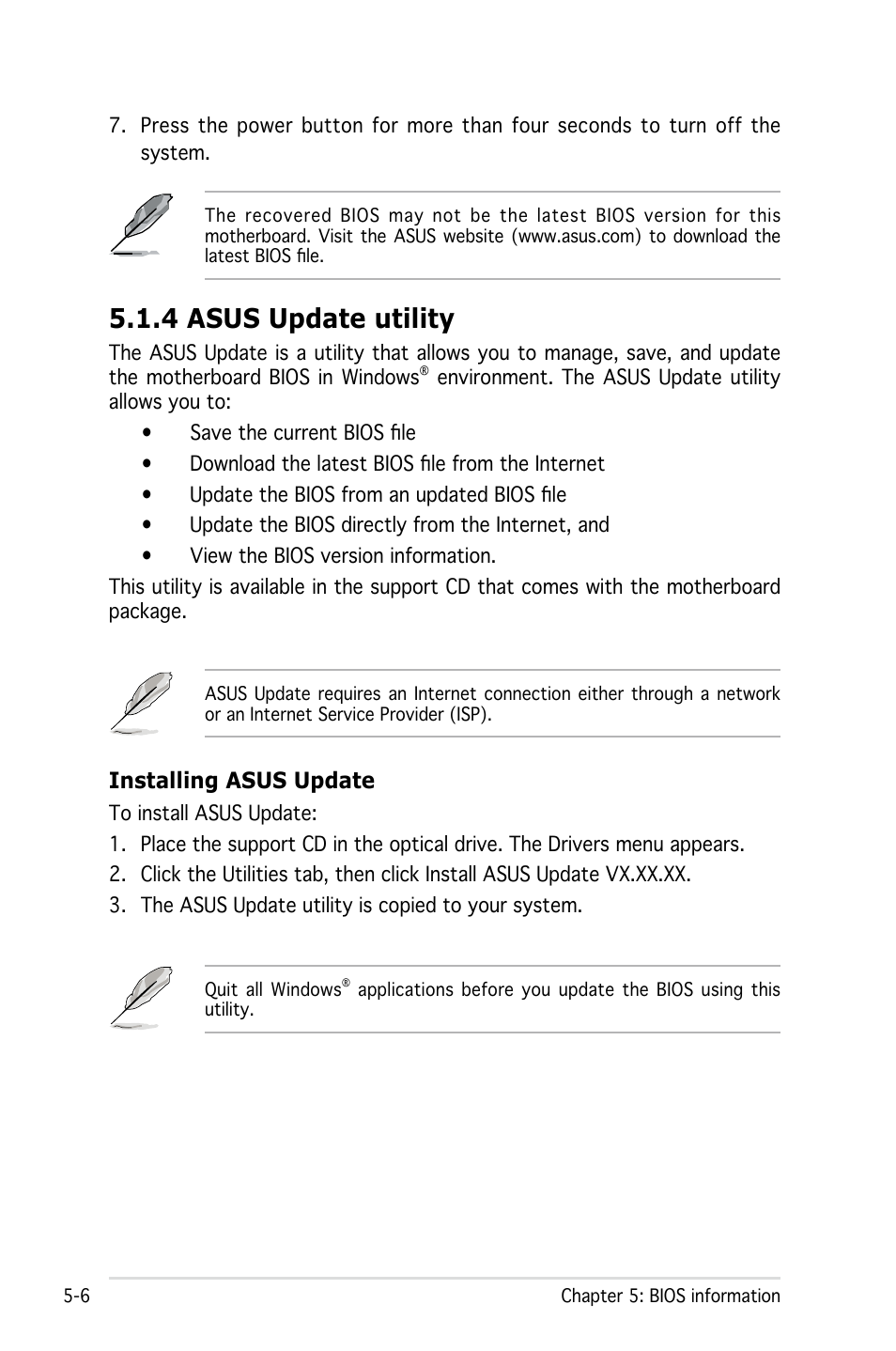 4 asus update utility, Installing asus update | Asus Pedestal/5U Rackmount Server TS500-E4 Server User Manual | Page 100 / 202