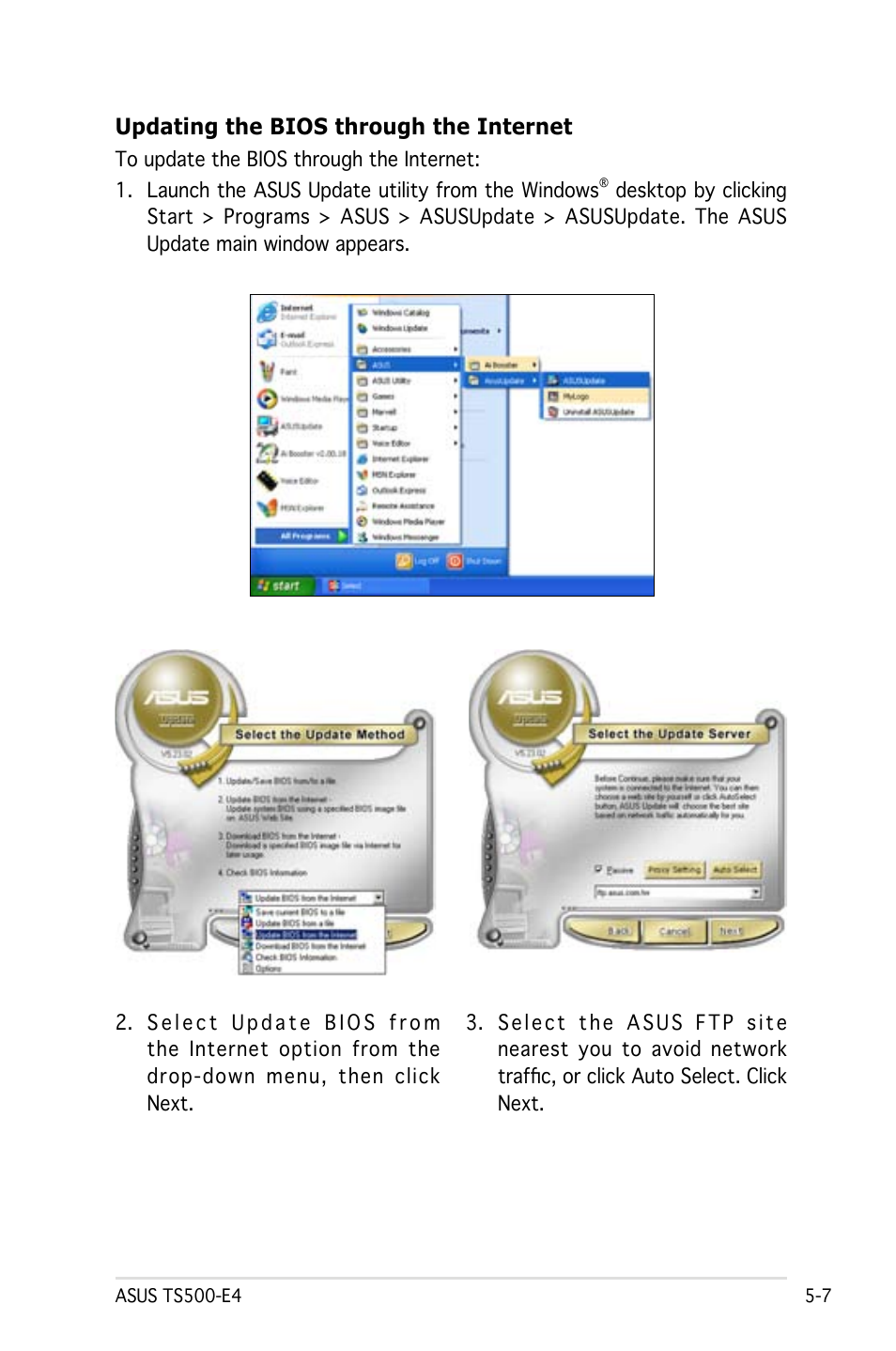 Updating the bios through the internet | Asus Pedestal/5U Rackmount Server TS500-E4 Server User Manual | Page 101 / 202