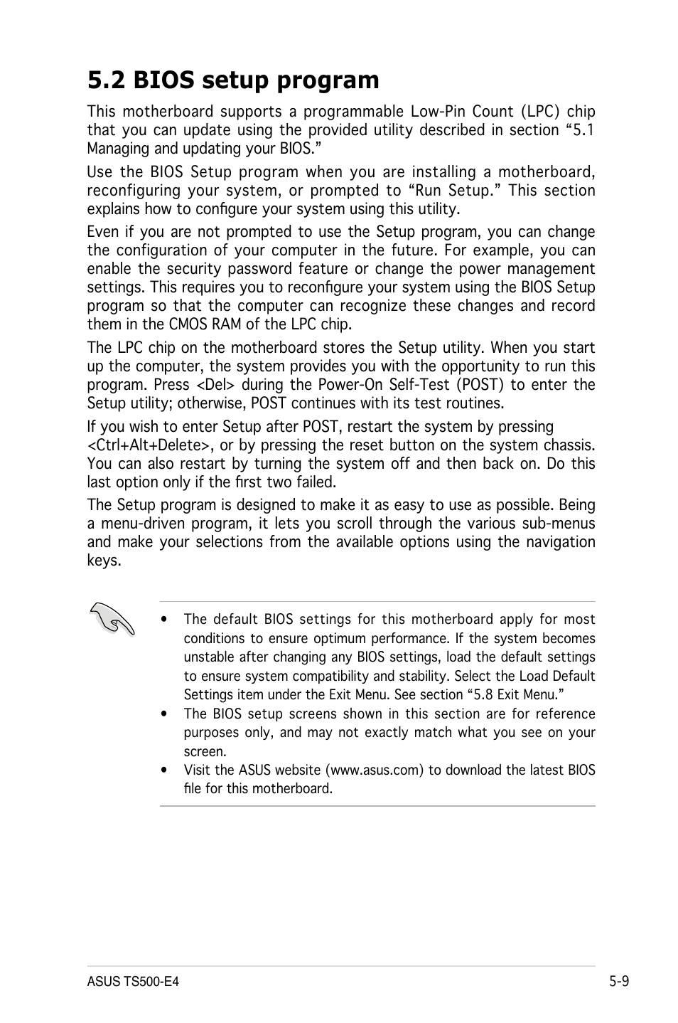 2 bios setup program | Asus Pedestal/5U Rackmount Server TS500-E4 Server User Manual | Page 103 / 202