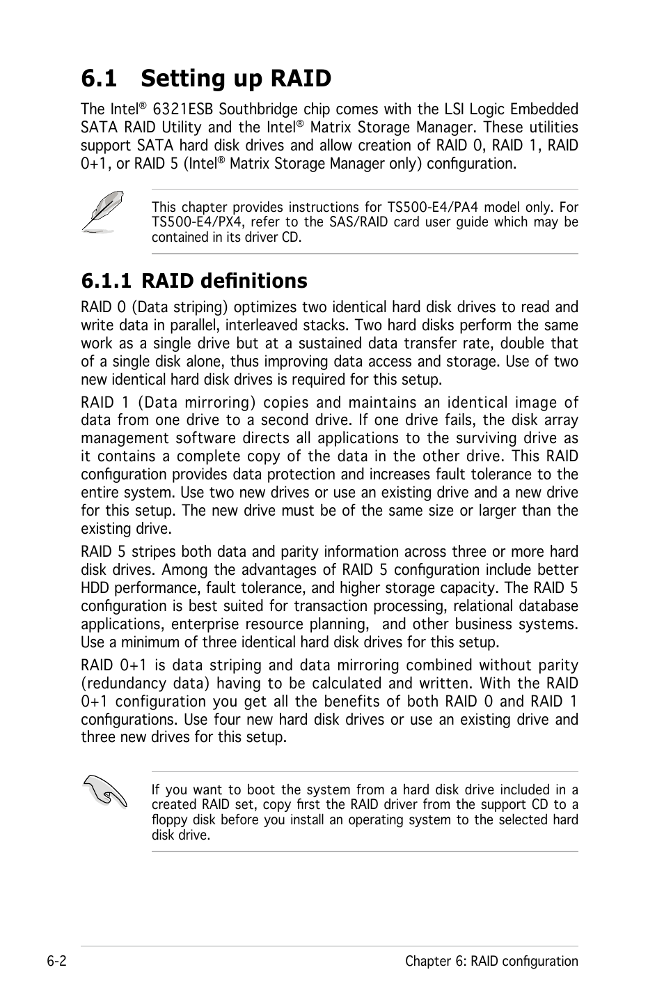 1 setting up raid, 1 raid definitions | Asus Pedestal/5U Rackmount Server TS500-E4 Server User Manual | Page 138 / 202