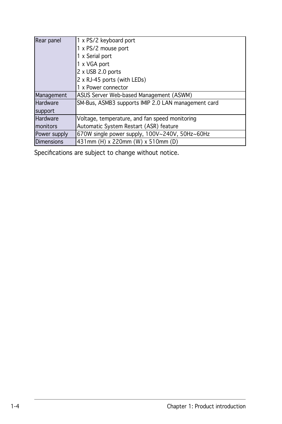 Asus Pedestal/5U Rackmount Server TS500-E4 Server User Manual | Page 16 / 202