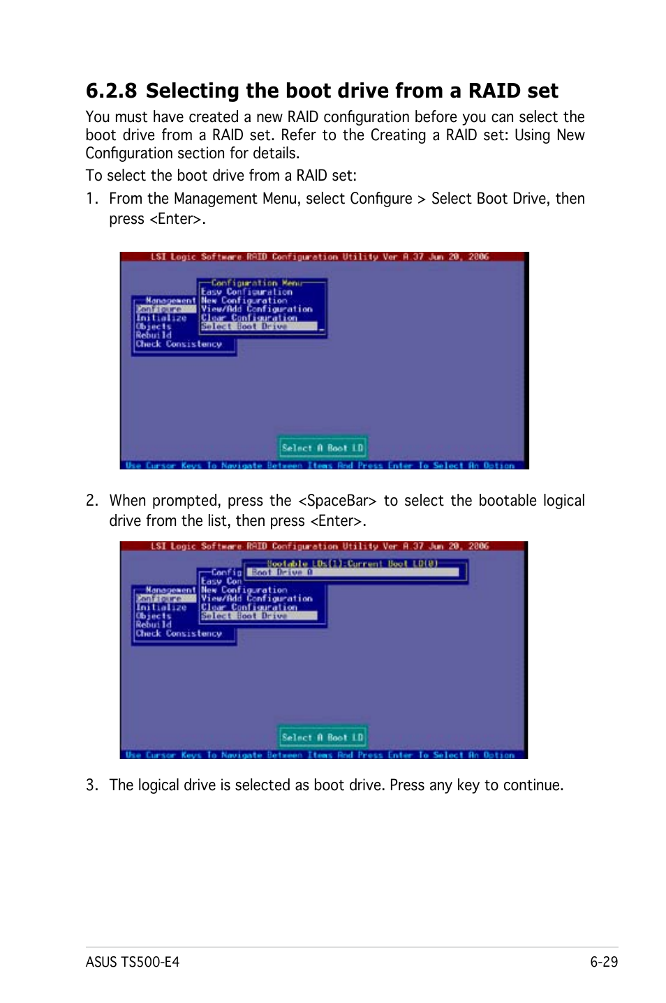 8 selecting the boot drive from a raid set | Asus Pedestal/5U Rackmount Server TS500-E4 Server User Manual | Page 165 / 202