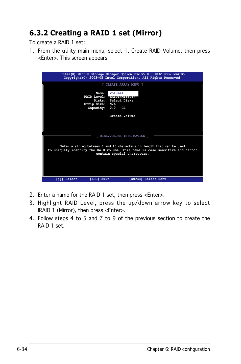 2 creating a raid 1 set (mirror) | Asus Pedestal/5U Rackmount Server TS500-E4 Server User Manual | Page 170 / 202