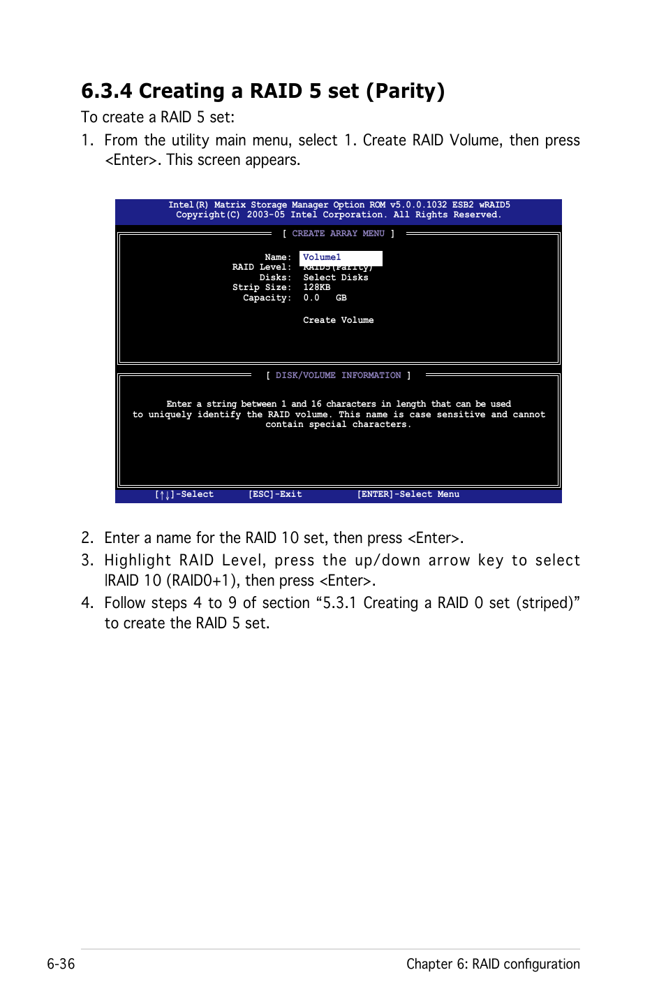 4 creating a raid 5 set (parity) | Asus Pedestal/5U Rackmount Server TS500-E4 Server User Manual | Page 172 / 202