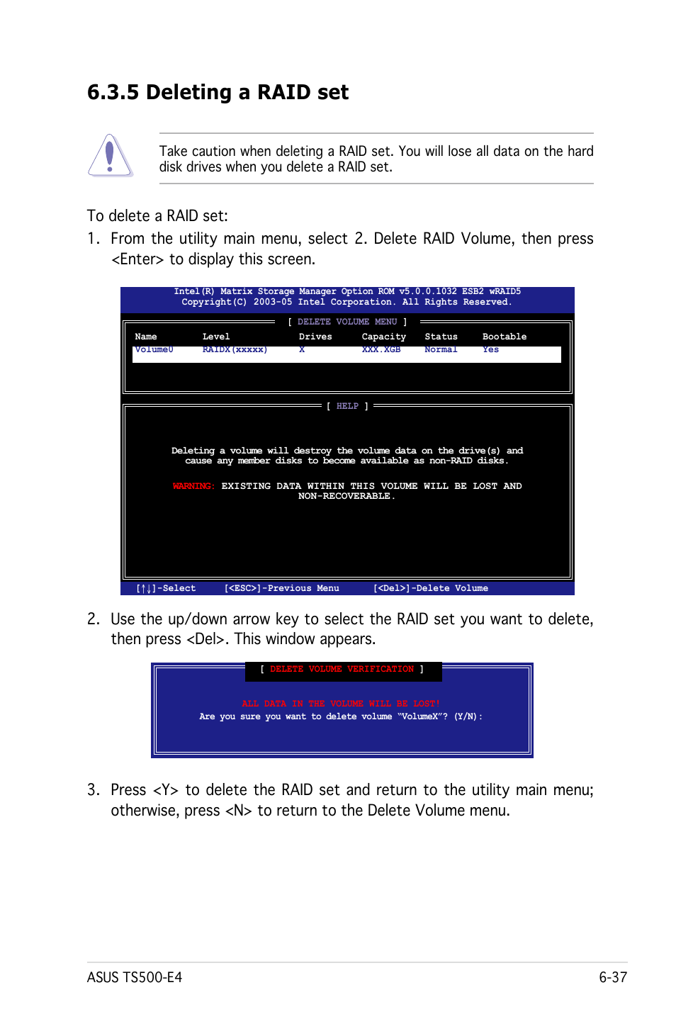 5 deleting a raid set | Asus Pedestal/5U Rackmount Server TS500-E4 Server User Manual | Page 173 / 202