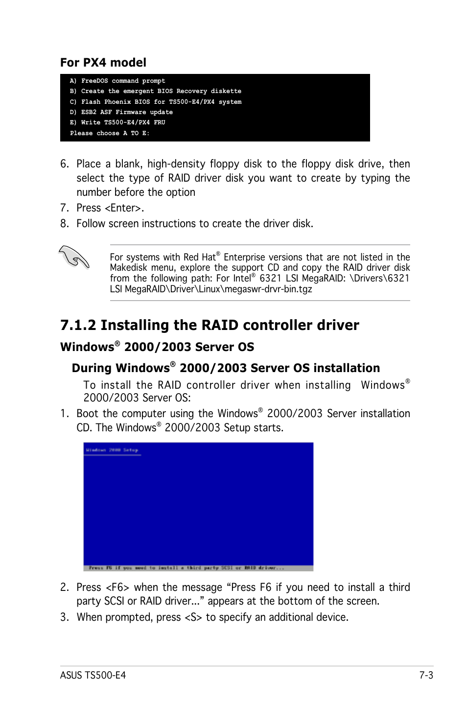 2 installing the raid controller driver, Windows, For px4 model | Asus Pedestal/5U Rackmount Server TS500-E4 Server User Manual | Page 179 / 202