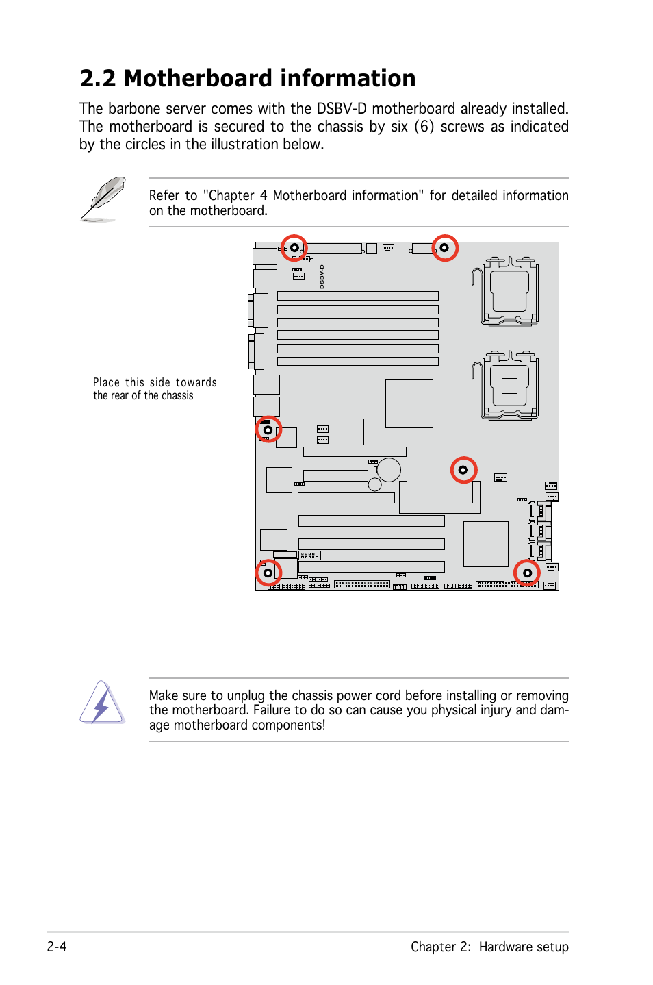 2 motherboard information | Asus Pedestal/5U Rackmount Server TS500-E4 Server User Manual | Page 26 / 202