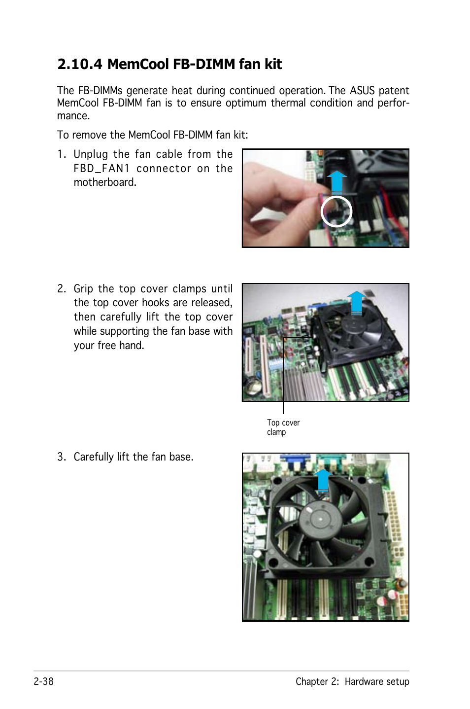 4 memcool fb-dimm fan kit | Asus Pedestal/5U Rackmount Server TS500-E4 Server User Manual | Page 60 / 202