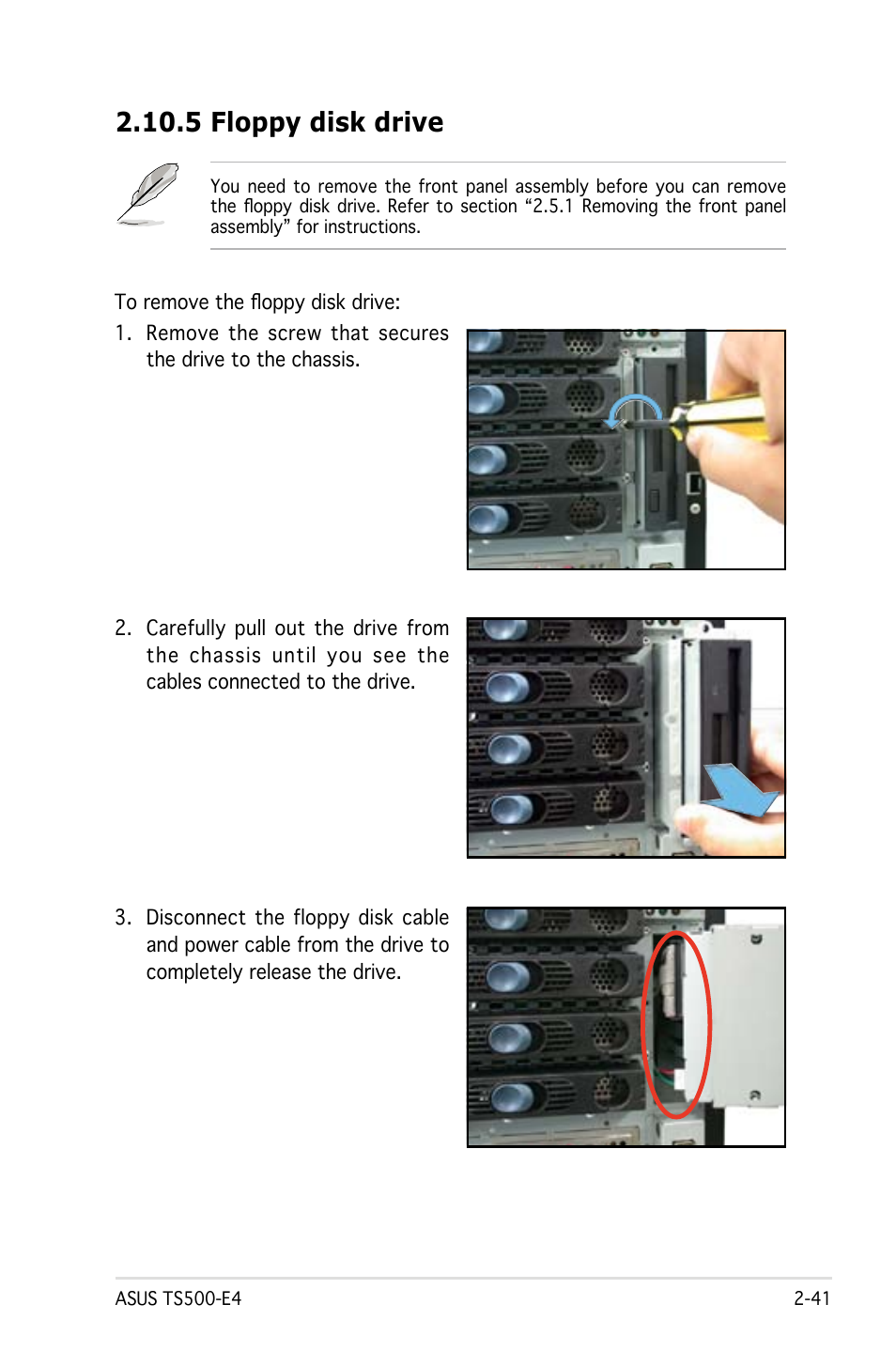 5 floppy disk drive | Asus Pedestal/5U Rackmount Server TS500-E4 Server User Manual | Page 63 / 202