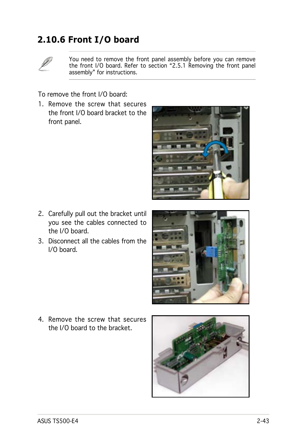 6 front i/o board | Asus Pedestal/5U Rackmount Server TS500-E4 Server User Manual | Page 65 / 202