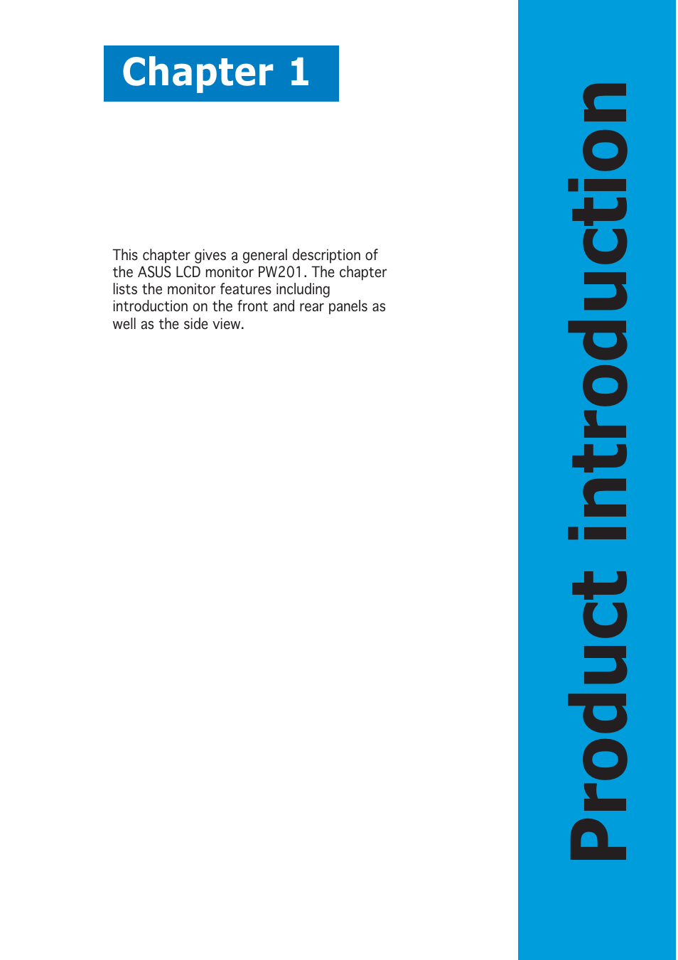 Product introduction | Asus PW201 User Manual | Page 11 / 44