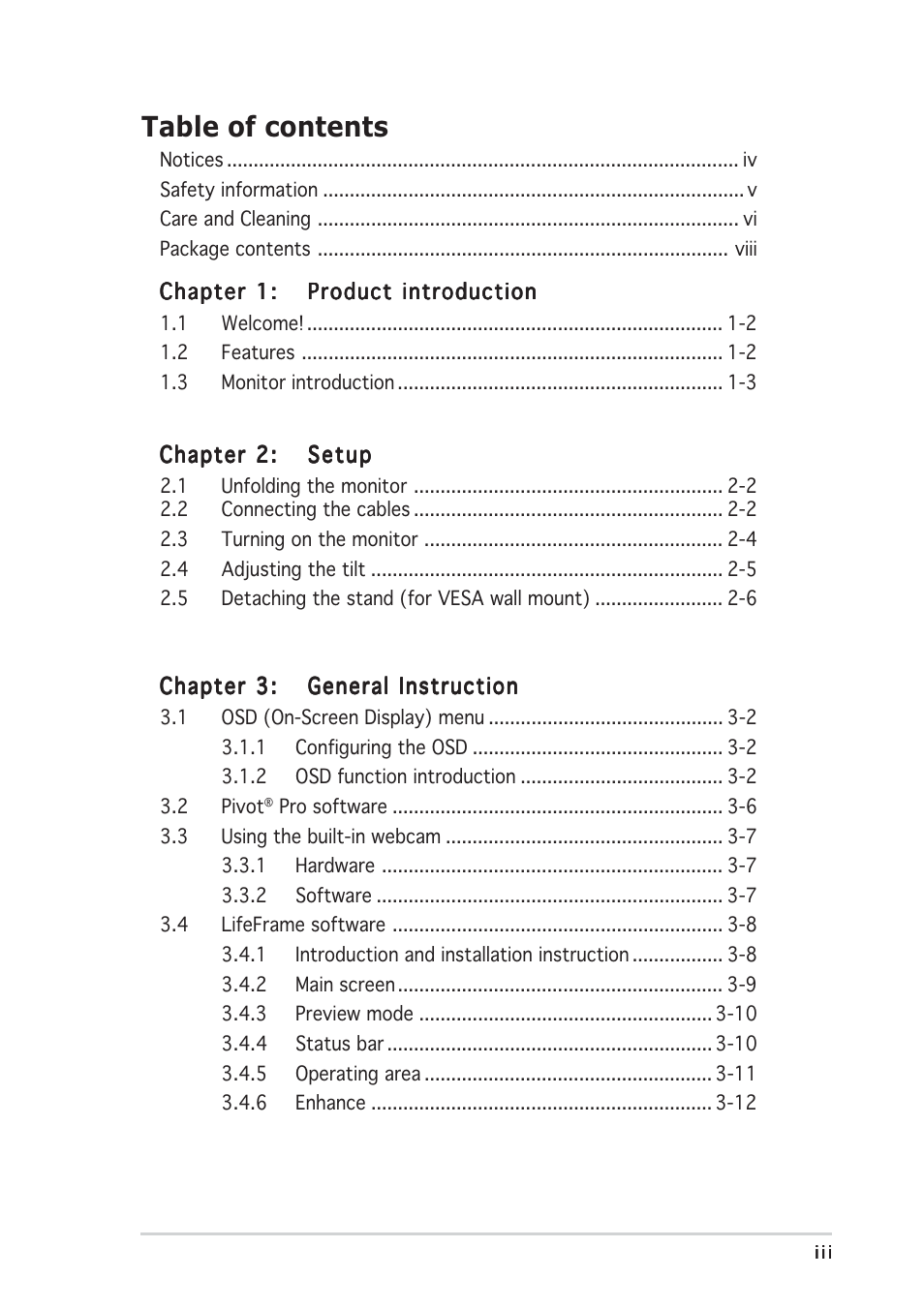 Asus PW201 User Manual | Page 3 / 44