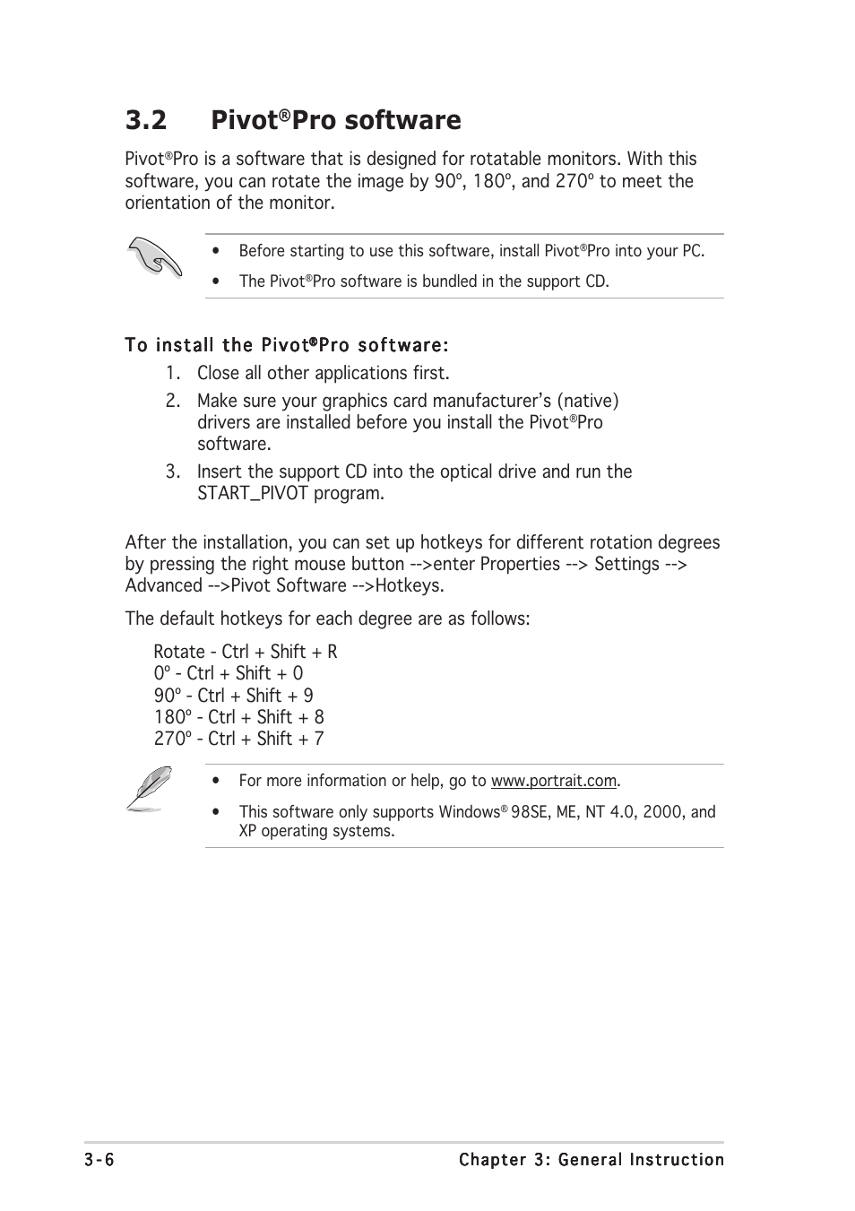 2 pivot, Pro software | Asus PW201 User Manual | Page 30 / 44