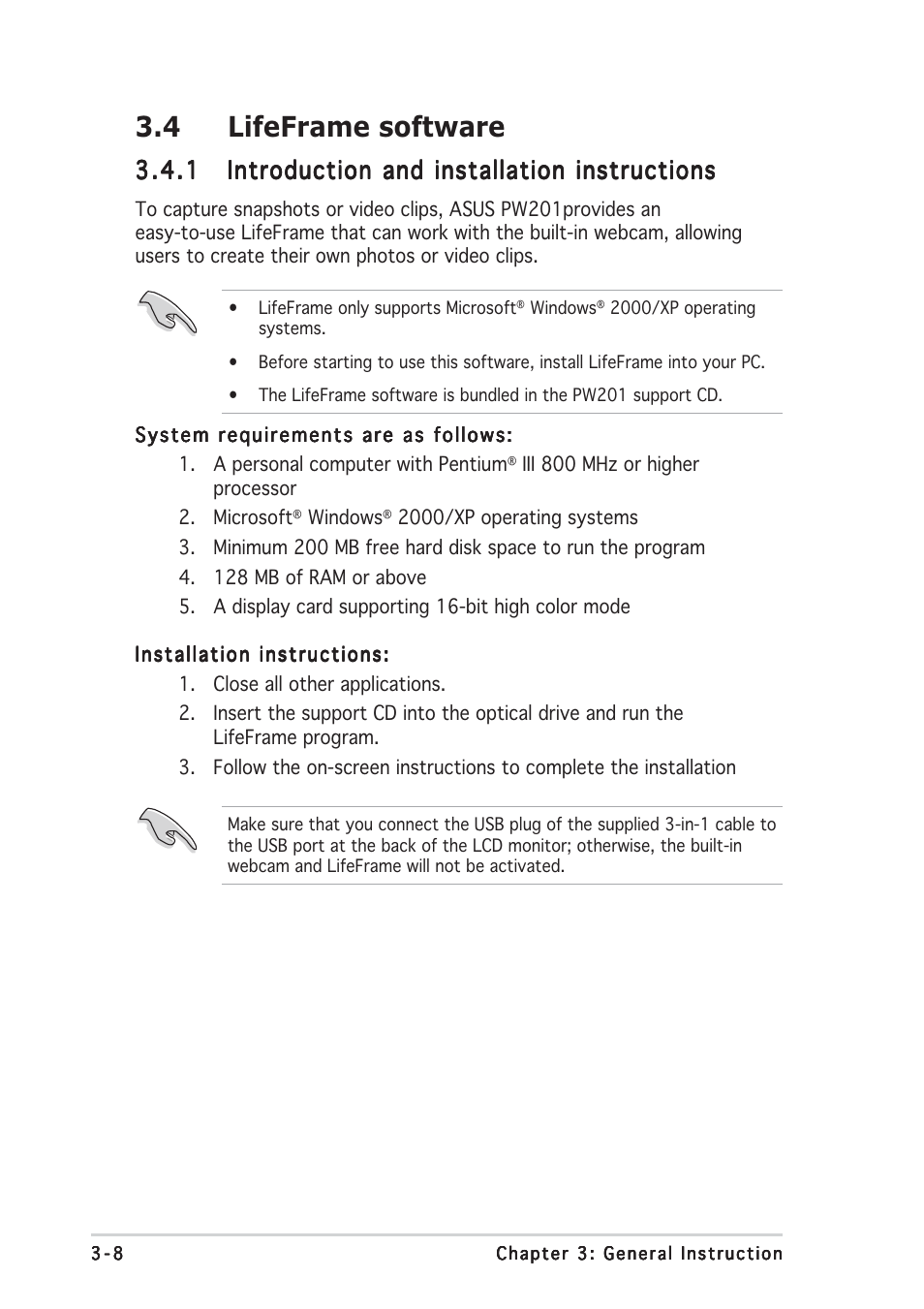 4 lifeframe software | Asus PW201 User Manual | Page 32 / 44