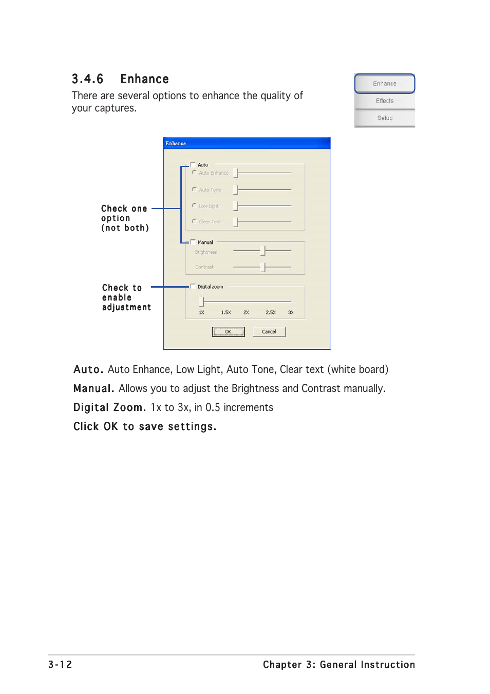 3 . 4 . 6 enhance enhance enhance enhance enhance | Asus PW201 User Manual | Page 36 / 44