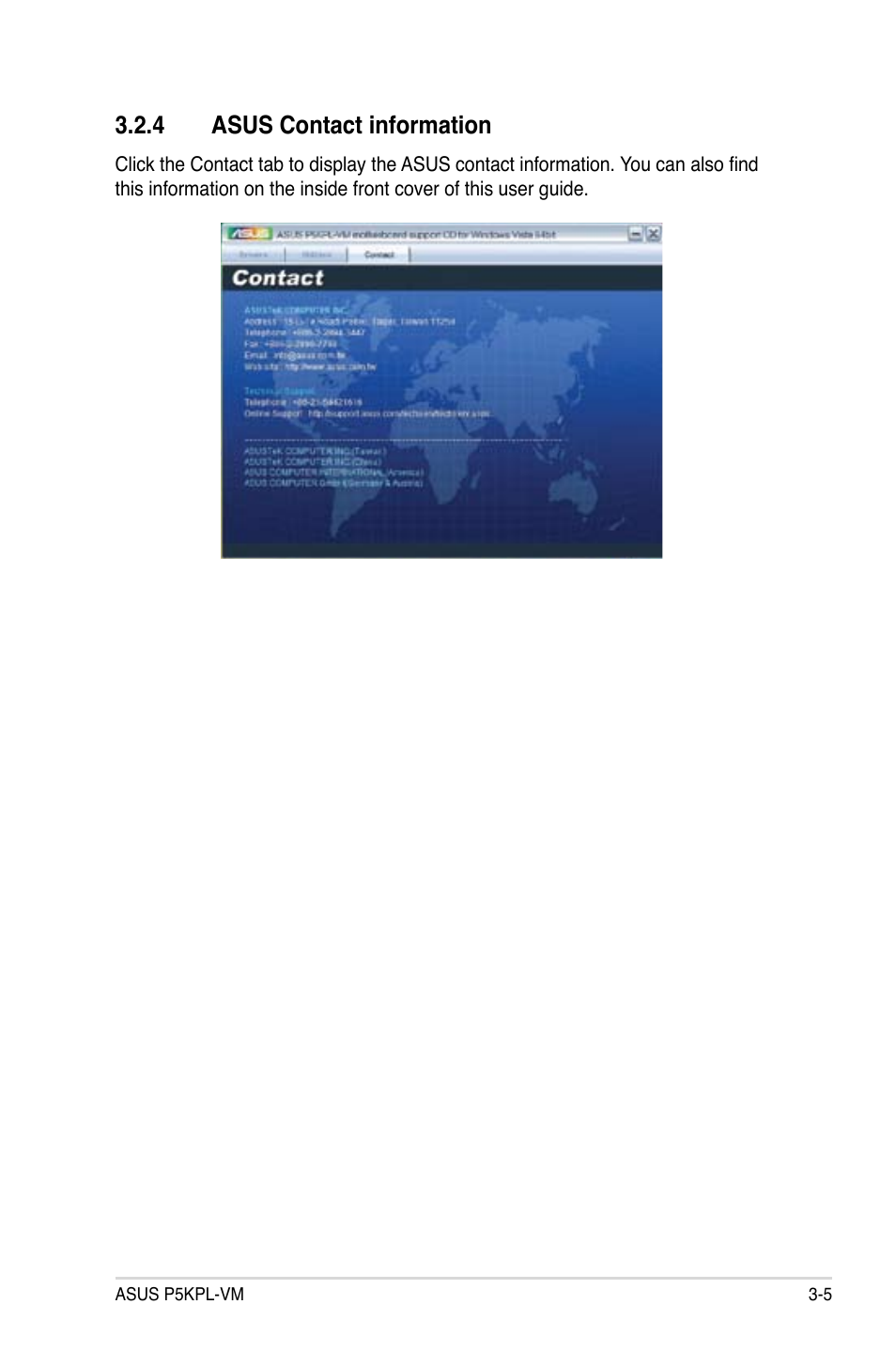 4 asus contact information | Asus P5KPL-VM User Manual | Page 89 / 94