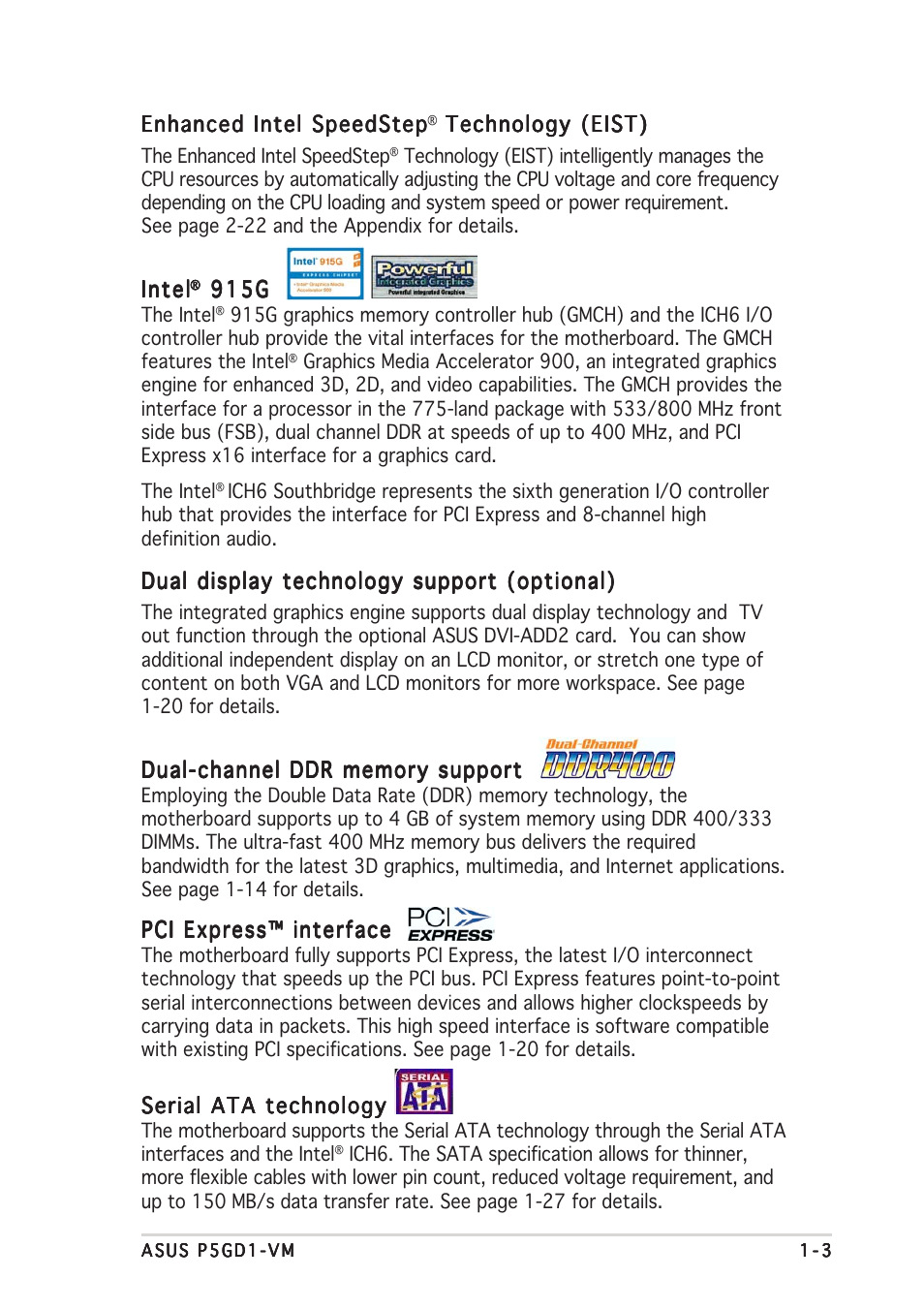 Asus P5GD1-VM User Manual | Page 13 / 92