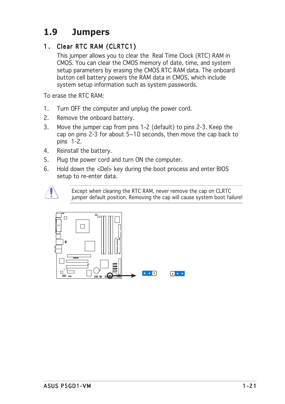 9 jumpers | Asus P5GD1-VM User Manual | Page 31 / 92
