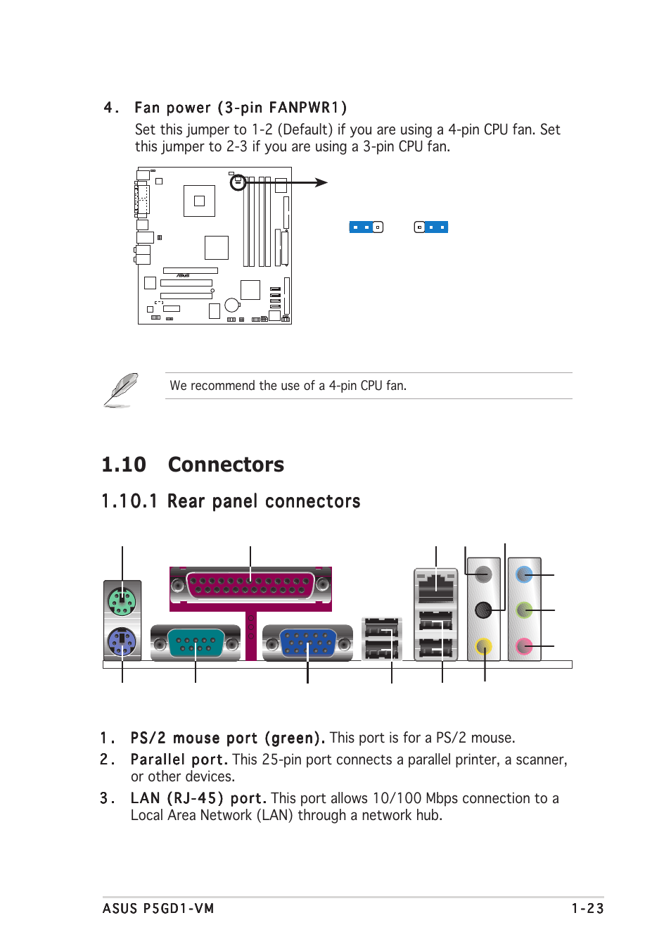 10 connectors | Asus P5GD1-VM User Manual | Page 33 / 92