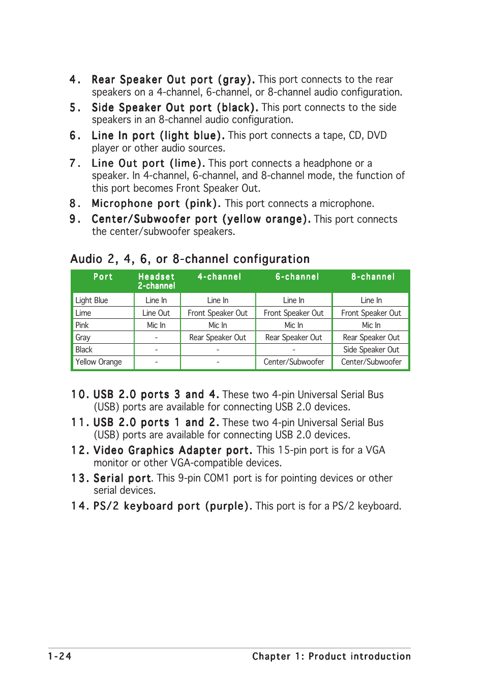 Audio 2, 4, 6, or 8-channel configuration | Asus P5GD1-VM User Manual | Page 34 / 92