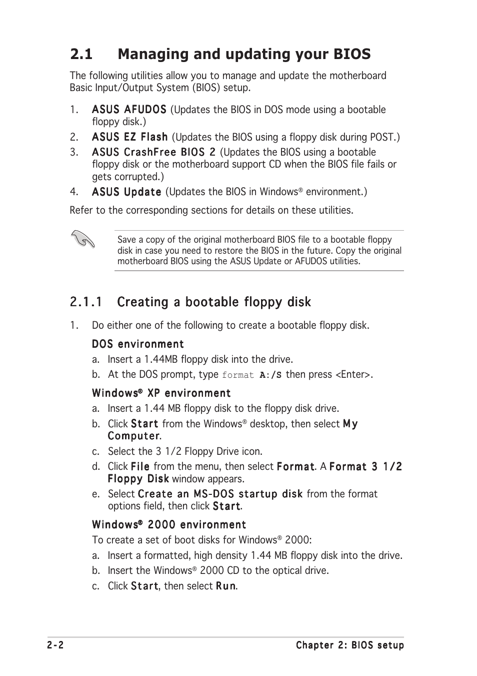 1 managing and updating your bios | Asus P5GD1-VM User Manual | Page 46 / 92