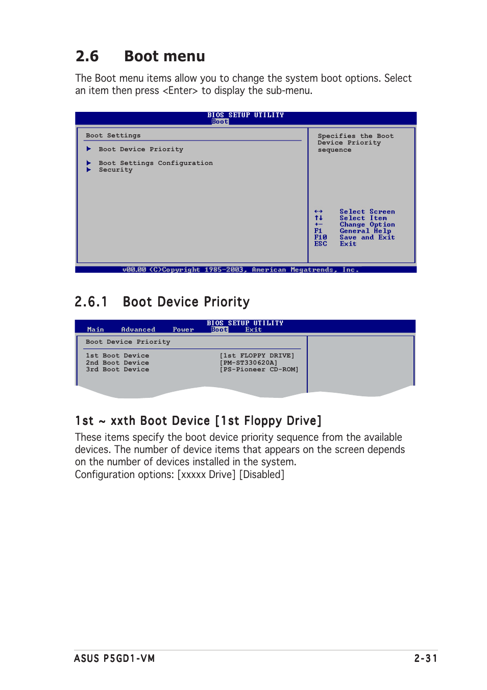 6 boot menu | Asus P5GD1-VM User Manual | Page 75 / 92