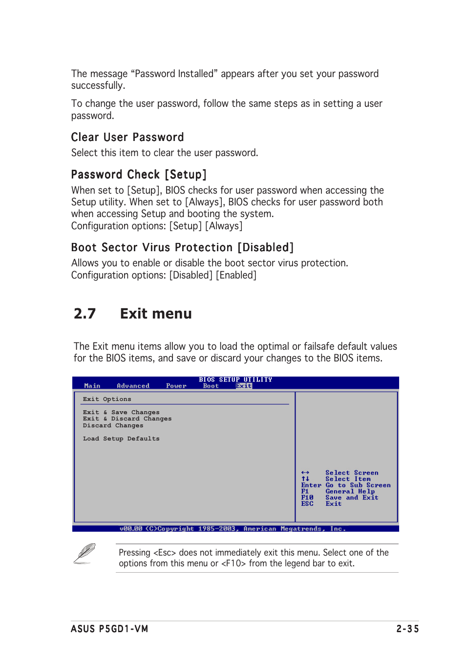 7 exit menu | Asus P5GD1-VM User Manual | Page 79 / 92