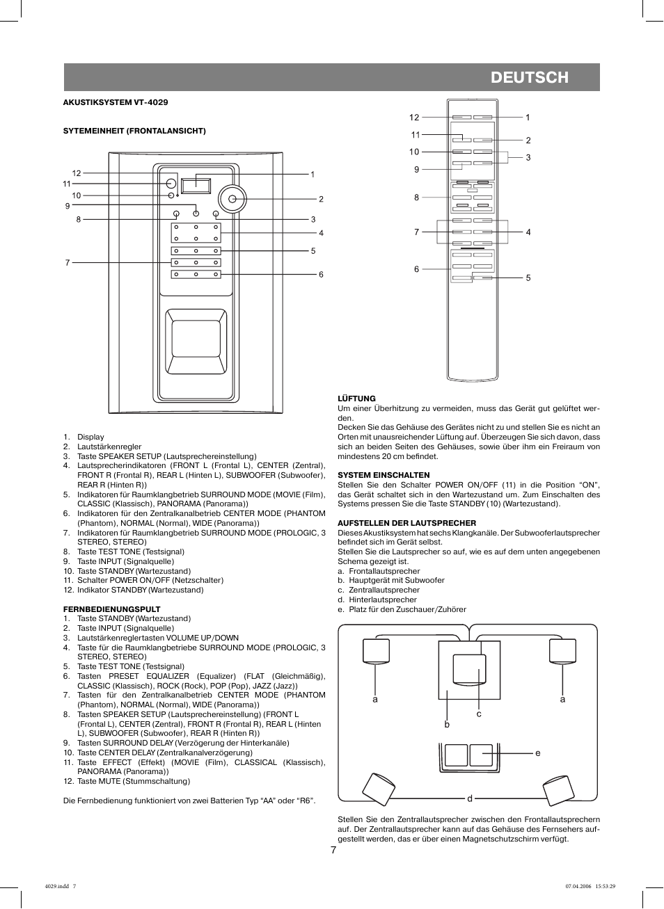 Deutsch | Vitek VT-4029 SR User Manual | Page 7 / 24