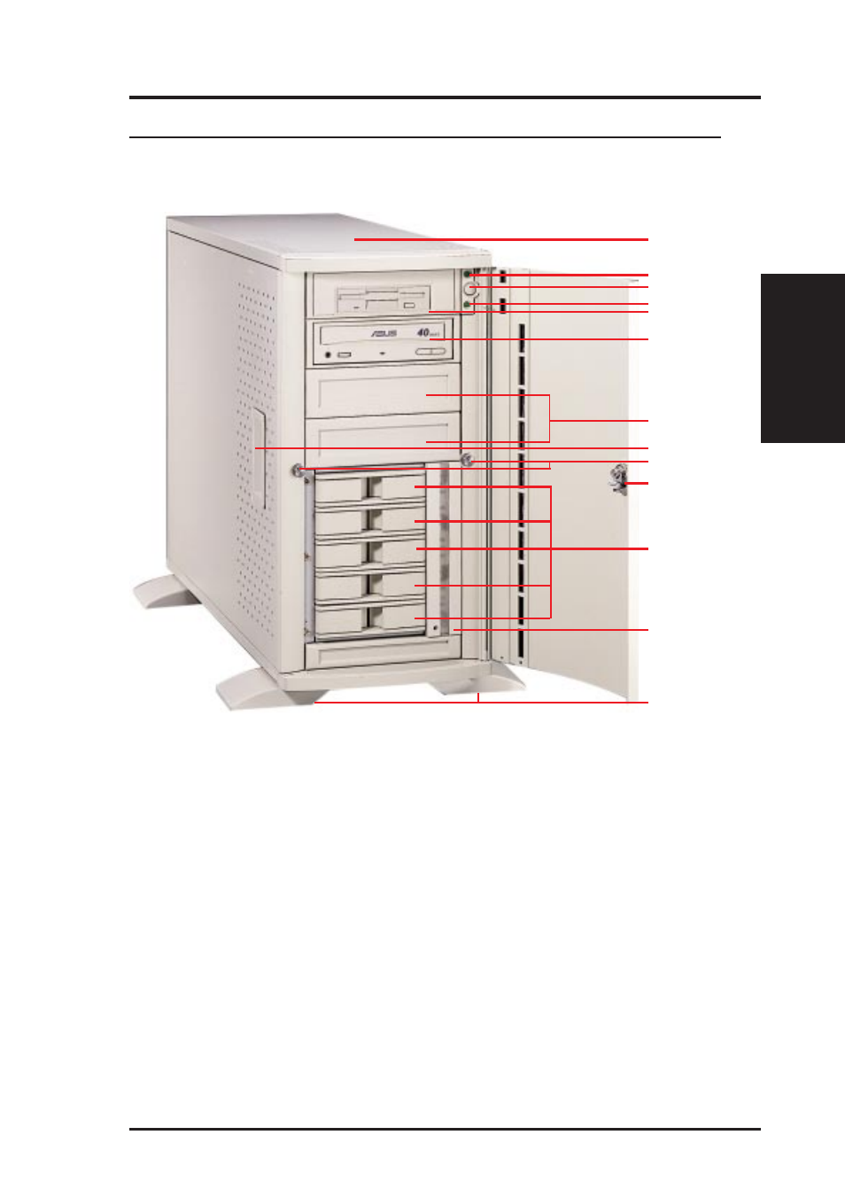 Ii. system components, 1. server front side | Asus AP3000 User Manual | Page 13 / 42