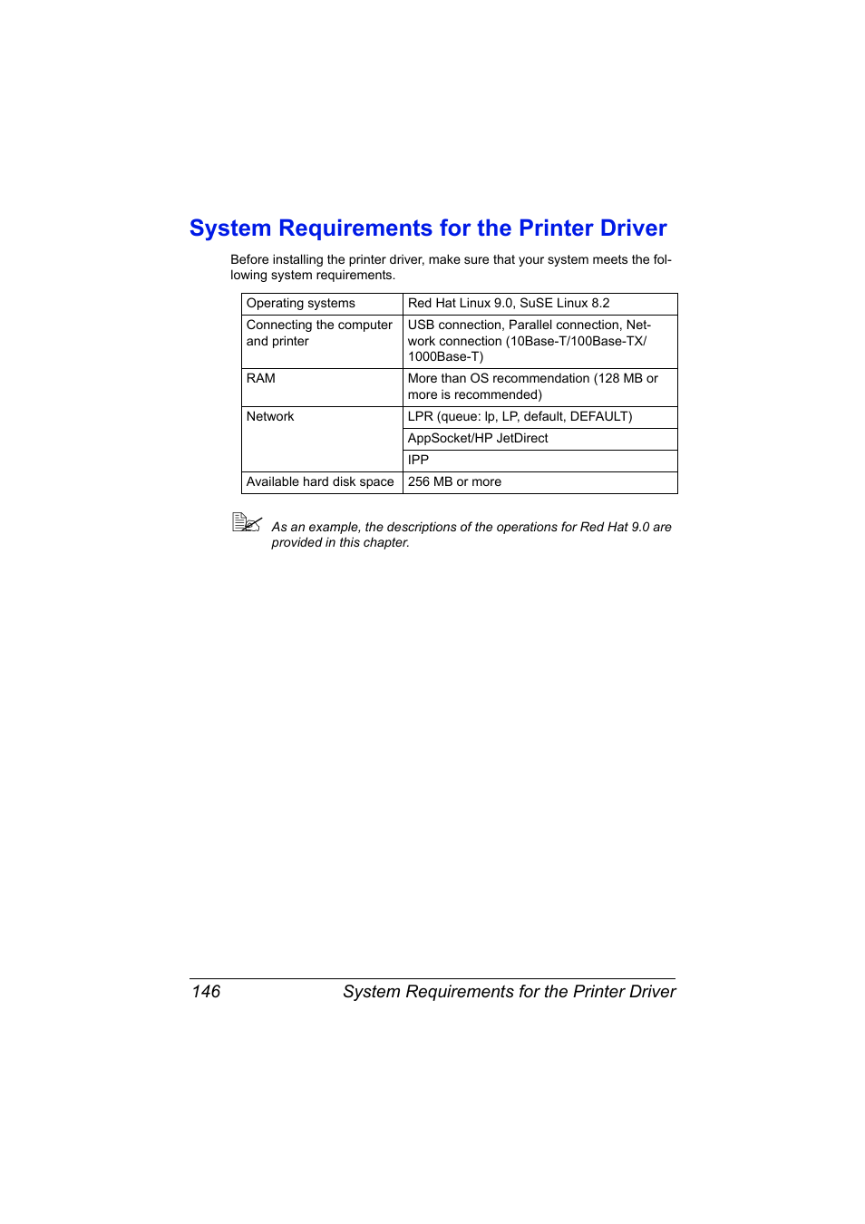 System requirements for the printer driver, System requirements for the printer driver 146 | Konica Minolta magicolor 7450II User Manual | Page 166 / 350