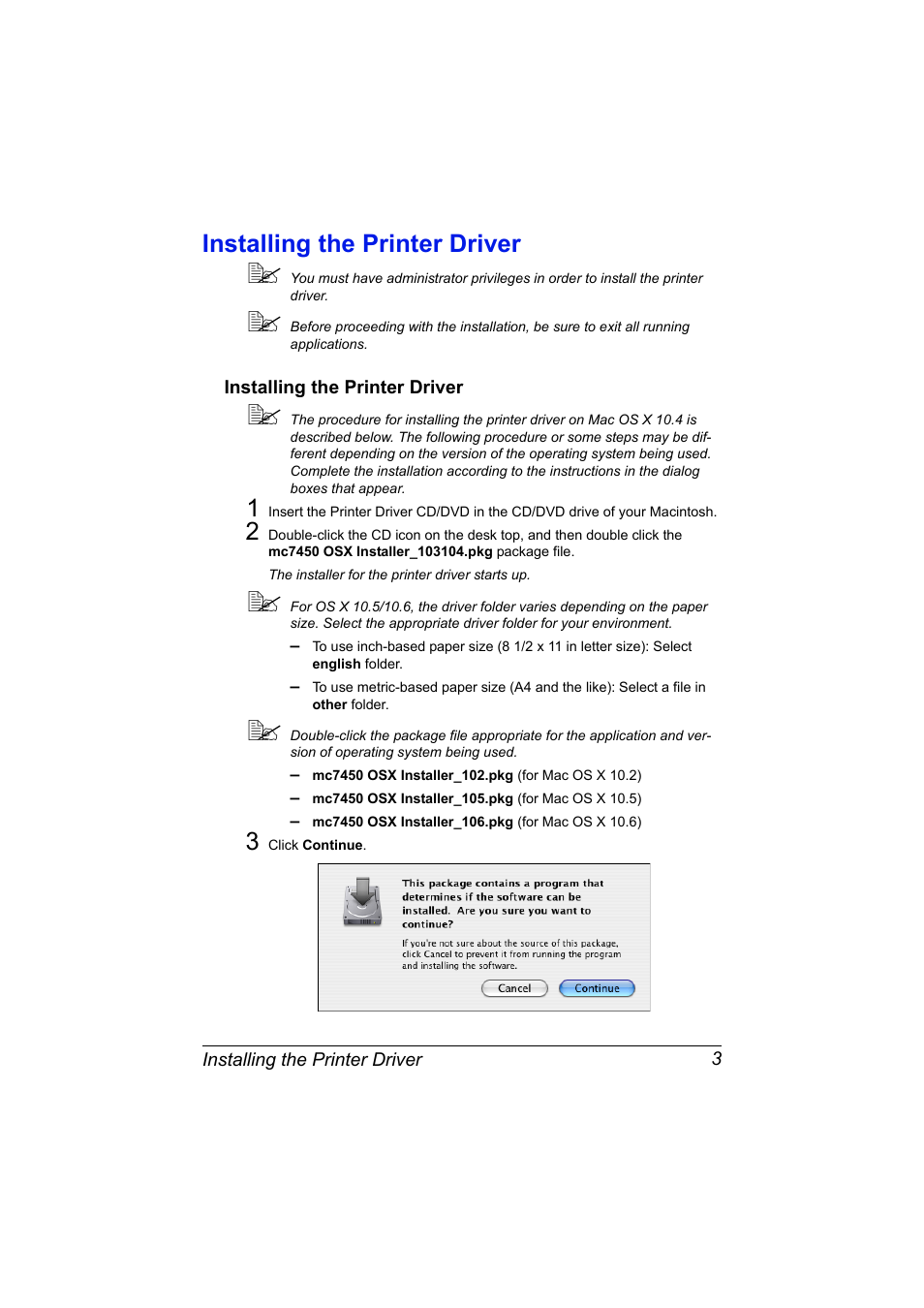 Installing the printer driver, Installing the printer driver 3 | Konica Minolta magicolor 7450II User Manual | Page 23 / 350