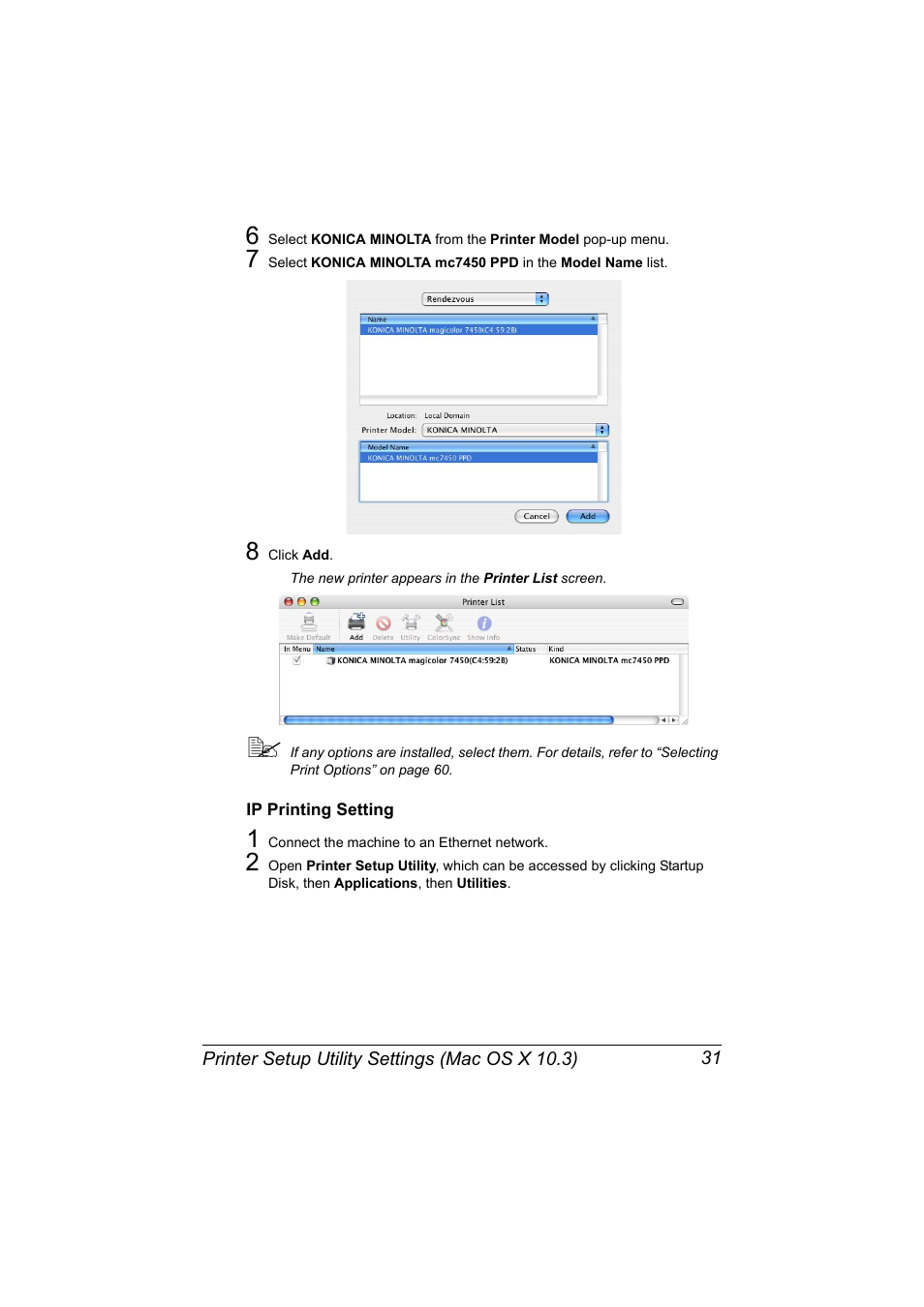 Ip printing setting, Ip printing setting 31 | Konica Minolta magicolor 7450II User Manual | Page 51 / 350