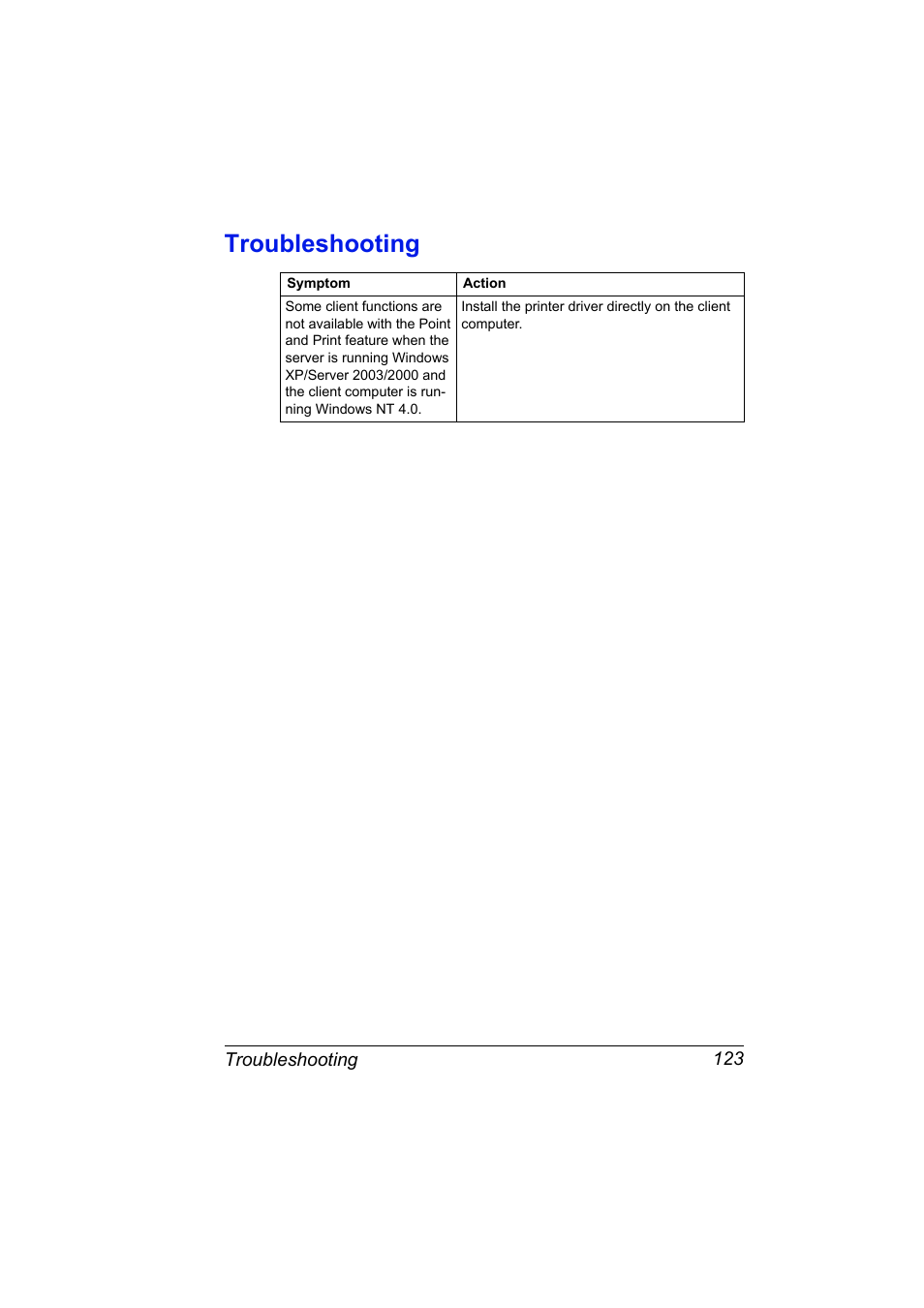 Troubleshooting, Troubleshooting 123 | Konica Minolta magicolor 5570CK User Manual | Page 141 / 296