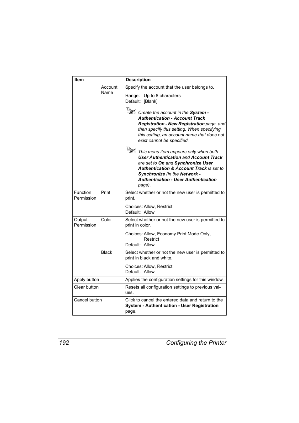 Configuring the printer 192 | Konica Minolta magicolor 5570CK User Manual | Page 210 / 296