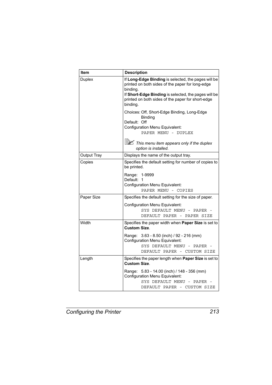 Configuring the printer 213 | Konica Minolta magicolor 5570CK User Manual | Page 231 / 296