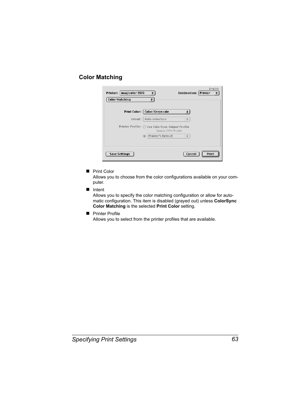 Color matching, Color matching 63 | Konica Minolta magicolor 5570CK User Manual | Page 81 / 296
