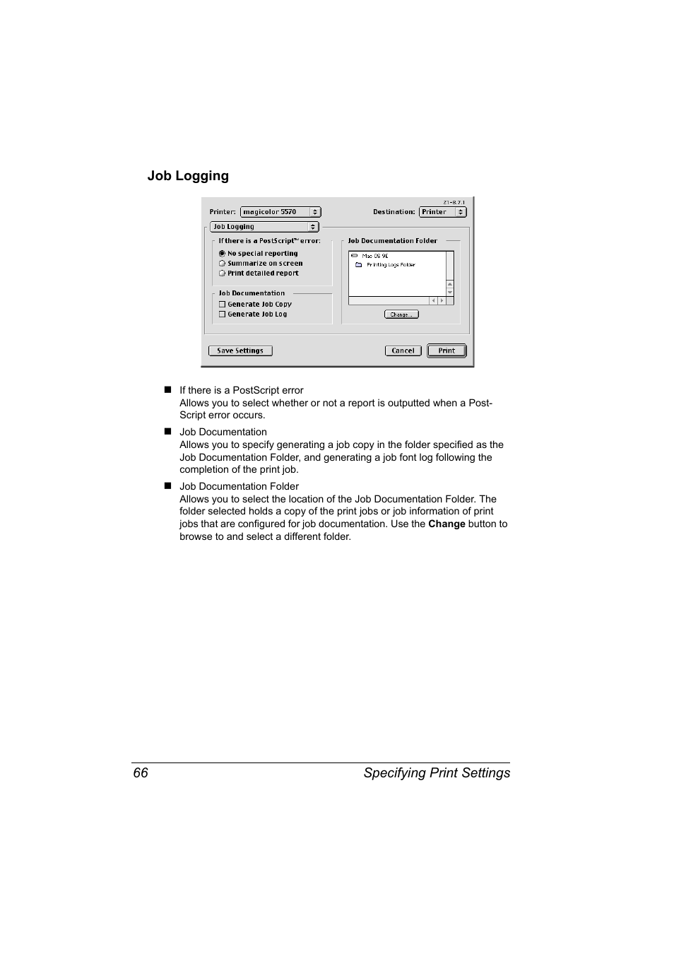 Job logging, Job logging 66 | Konica Minolta magicolor 5570CK User Manual | Page 84 / 296