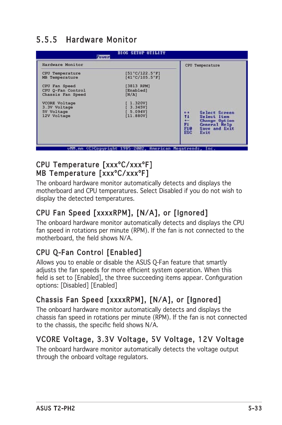 5 hardware monitor, Cpu q-fan control [enabled | Asus Barebone System T2-PH2 User Manual | Page 105 / 114