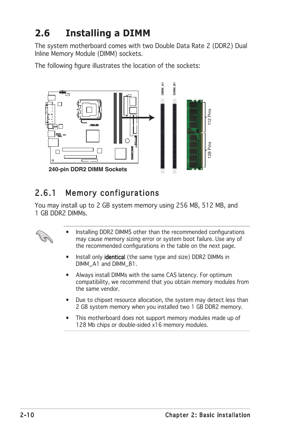 6 installing a dimm | Asus Barebone System T2-PH2 User Manual | Page 30 / 114