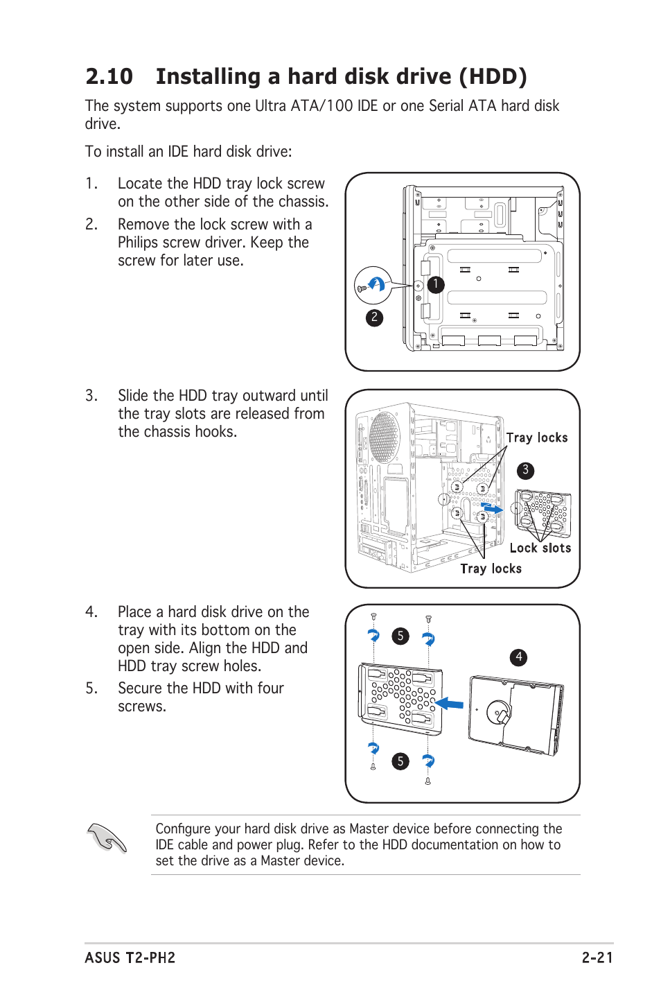 10 installing a hard disk drive (hdd) | Asus Barebone System T2-PH2 User Manual | Page 41 / 114