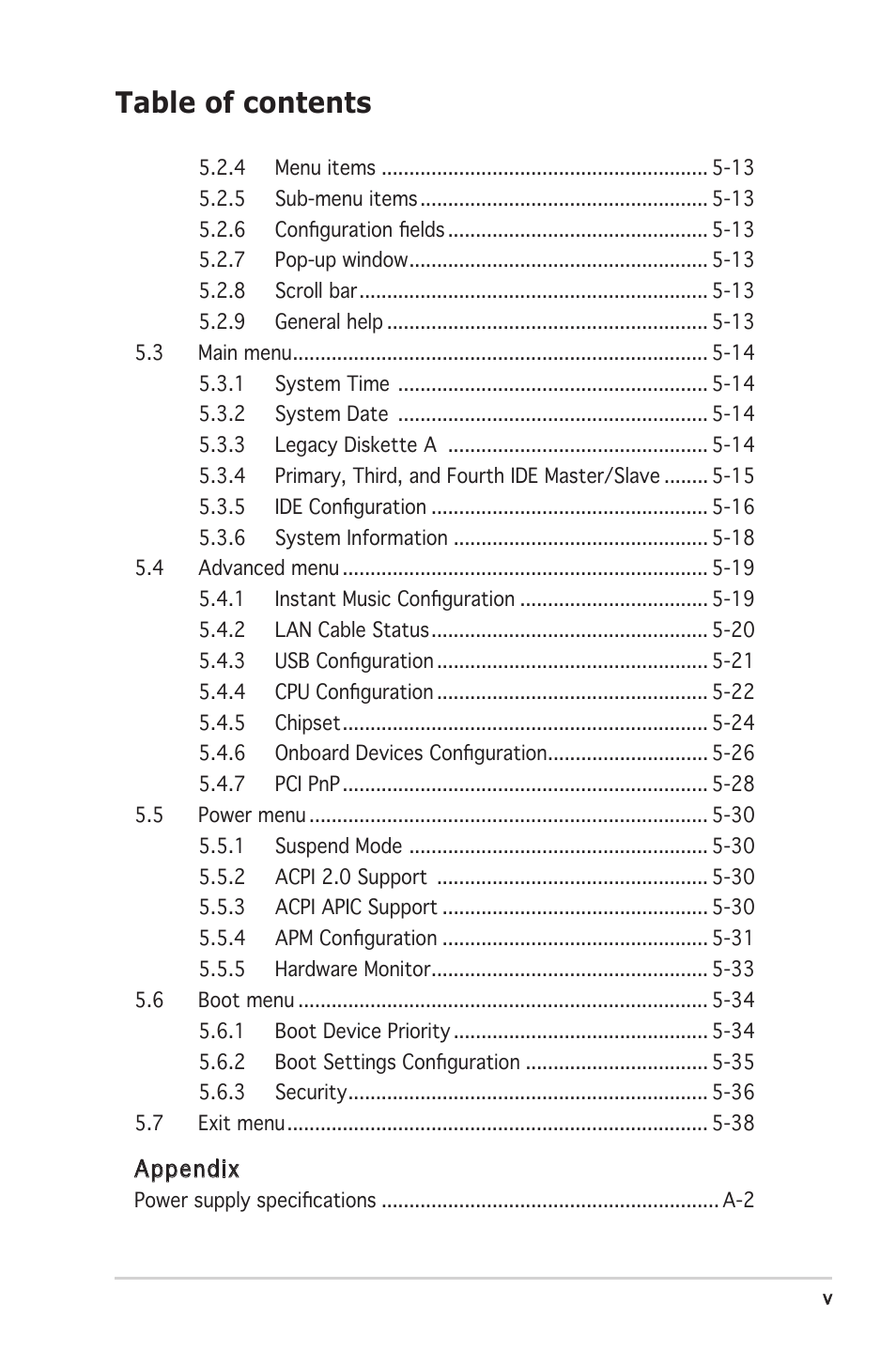 Asus Barebone System T2-PH2 User Manual | Page 5 / 114