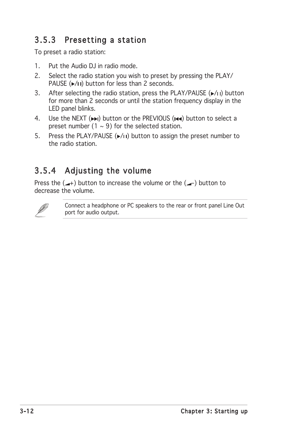 3 presetting a station, 4 adjusting the volume | Asus Barebone System T2-PH2 User Manual | Page 58 / 114