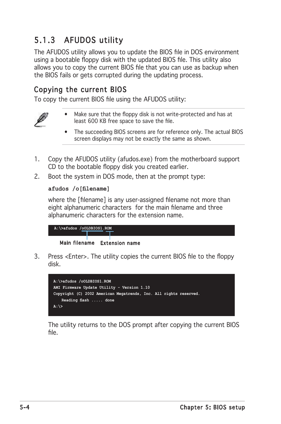 3 afudos utility, Copying the current bios | Asus Barebone System T2-PH2 User Manual | Page 76 / 114