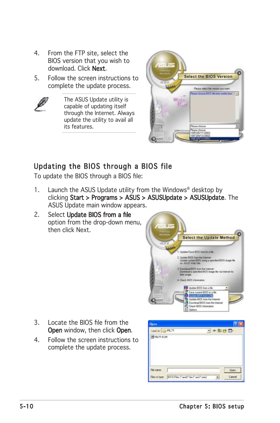Updating the bios through a bios file | Asus Barebone System T2-PH2 User Manual | Page 82 / 114
