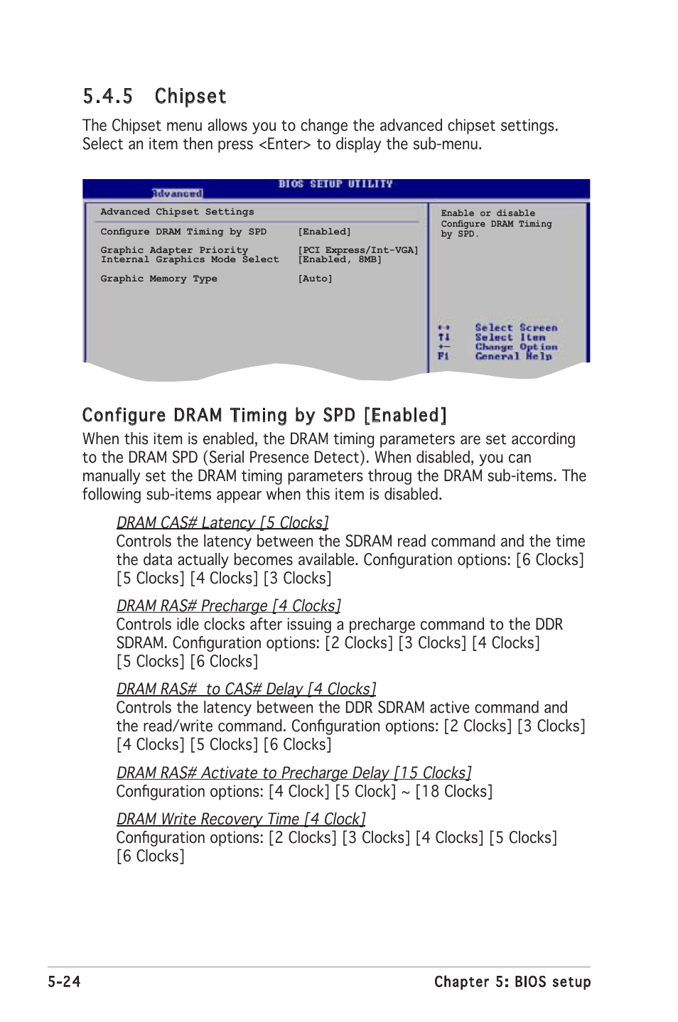 5 chipset, Configure dram timing by spd [enabled | Asus Barebone System T2-PH2 User Manual | Page 96 / 114