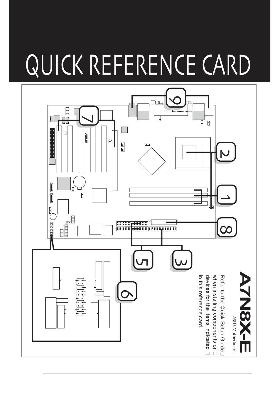 Quick reference card, A7n8x-e | Asus DELUXE A7N8X-E User Manual | Page 113 / 114