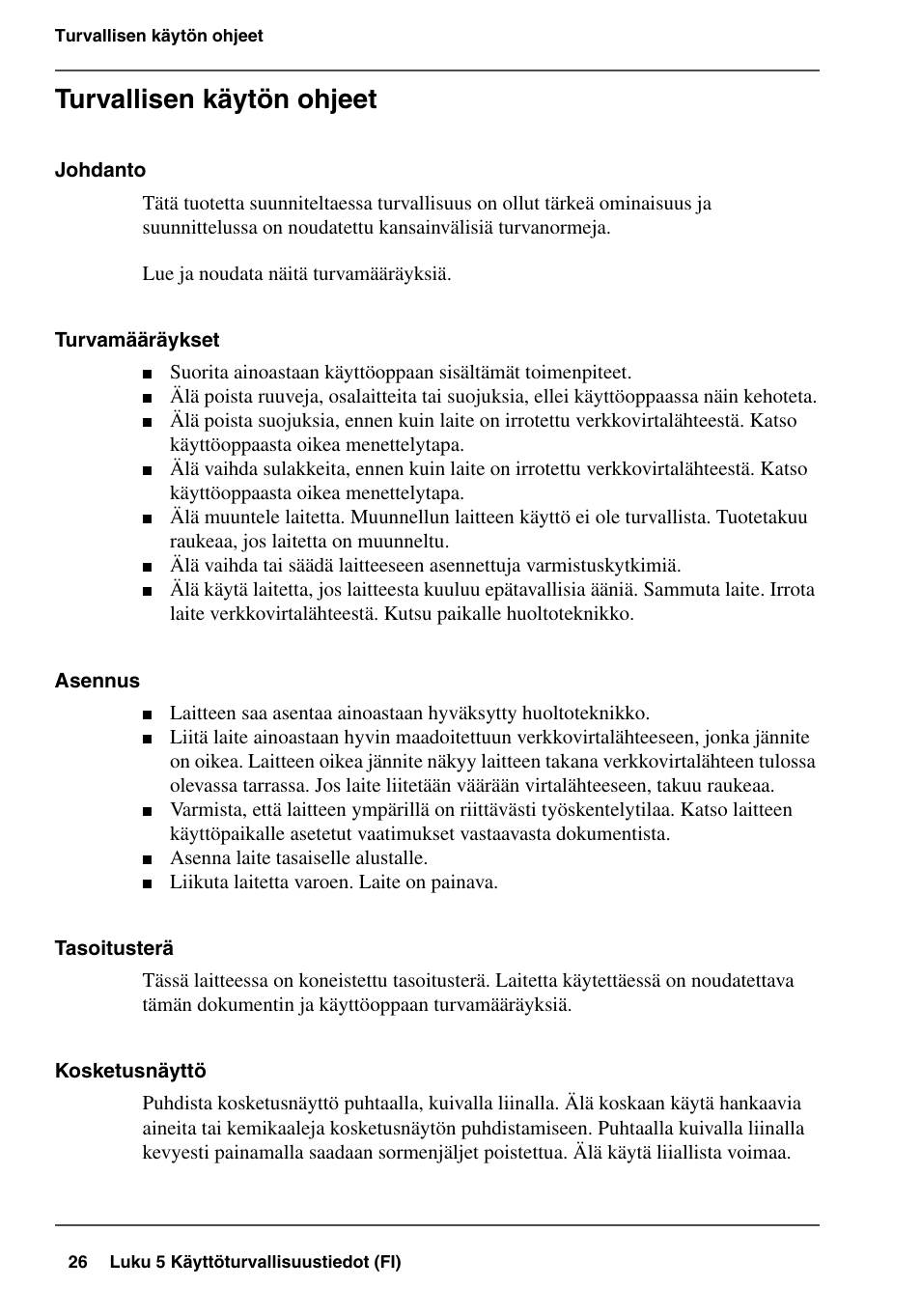 Turvallisen käytön ohjeet | Konica Minolta bizhub PRO 2000P User Manual | Page 26 / 84